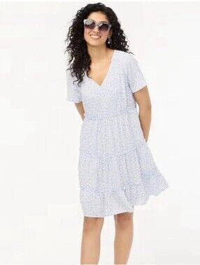 Powder Blue J. Crew Floral Midi Dress